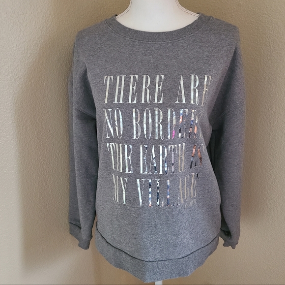 all saints freedom iona crewneck sweatshirt 100% cotton grey size 4 - Picture 2 of 5